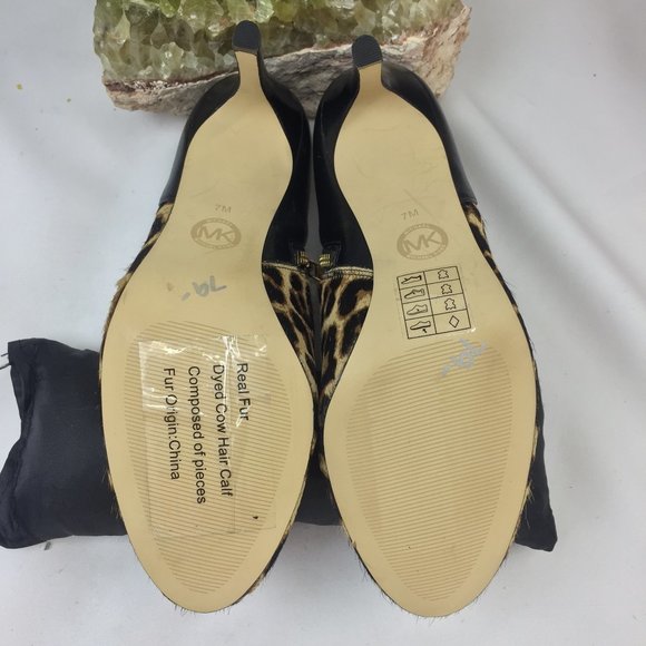 Michael Kors Fur Leather Heel Boot Zip print two - Picture 9 of 12